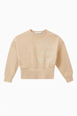 in Girls Cotton Oman Klein Sweatshirt Logo | Neutral in Hero Buy Calvin for Puff Ounass