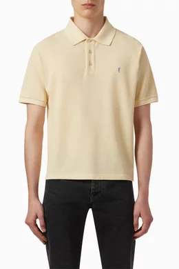 Buy SAINT LAURENT Yellow Cassandre Polo Shirt in Piqu for Men in