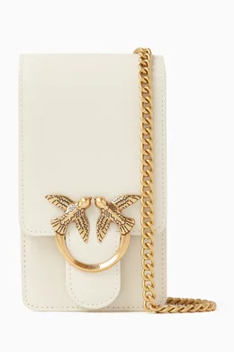 Buy PINKO White Love One Smart Phone Bag in Leather for Women in