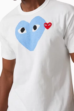Buy Comme des Garcons PLAY Blue Heart Logo Cotton T shirt For Men Online Ounass Oman