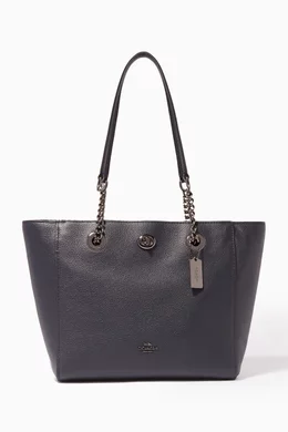 Buy Coach Blue Navy Turnlock Chain 27 Tote Bag For Women Online