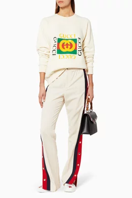 Buy Gucci White Off White Vintage Effect Tiger Head Sweatershirt For Women Online Ounass Oman