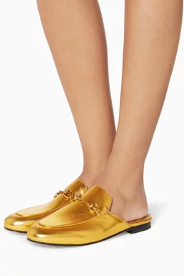 Buy Gucci Multicolour Metallic Gold Princetown Leather Loafers For Women Online Ounass Oman