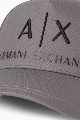 Buy Armani Exchange Grey Logo Baseball Cap in Cotton Twill For Men