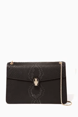 Buy BVLGARI Black Black Serpenti Forever Python Leather Shoulder Bag For Women Online Ounass Oman