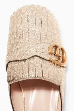Buy Gucci Gold Platinum Metallic Marmont Laminate Leather Slippers For Women Online Ounass Oman