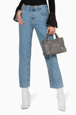 Buy Balenciaga Grey Dark Grey Metallic Mini Classic City Edge Shoulder Bag For Women Online Ounass Oman
