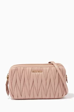 Buy Miu Miu Pink Pink Matelassé-Leather Camera Bag For Women