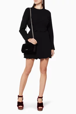 Buy Miu Miu Color Black Ruffled Mini Dress For Women Online 