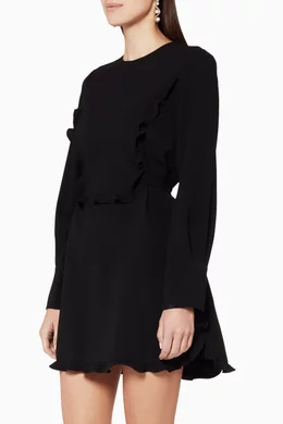 Buy Miu Miu Color Black Ruffled Mini Dress For Women Online 