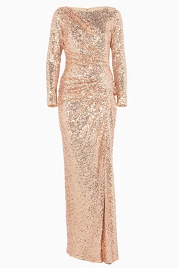 Buy Badgley Mischka Pink Pink Sequin Embellished Gown For Women Online |  Ounass Oman