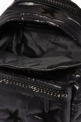 Buy Stella McCartney Black Black Falabella Velvet Backpack  display picture 1
