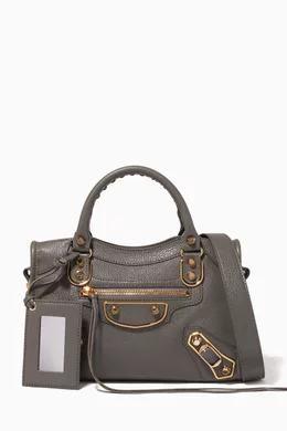 Buy Balenciaga Grey Mini Classic Metallic Edge City Bag For Women Online Ounass Oman