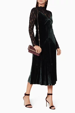 Buy Dion Lee Green Emerald-Green Velvet Pleat Dress For Women Online |  Ounass Oman