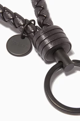 【BOTTEGA VENETA】INTRECCIATO KEYRING Grey Bottega Veneta® Men's Intreccio Key Ring in Argil. Shop
