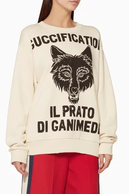 Buy Gucci Black Ivory Wolf Printed Sweatshirt For Women Online Ounass Oman