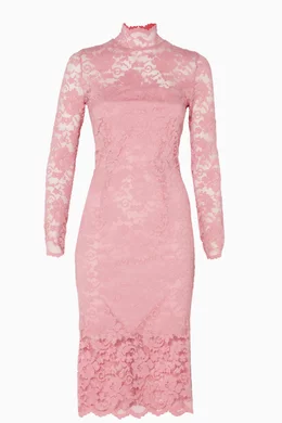 Buy Ganni Pink Pink Flynn Lace Dress For Women Online | Ounass Oman