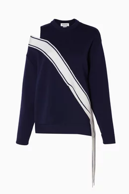 Buy Monse Color Dark Blue Racing Stripe Sweatshirt Online for Women Ounass Oman