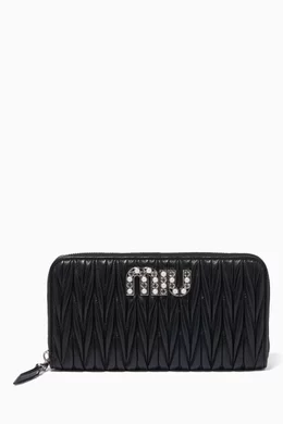 【Bella】MIU MIU Leather Wallet BLACK Miu Miu Wallet Black Womens Miu Miu