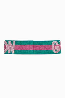 Buy Gucci Green Green Sequin Guccification Headband For  display picture 1