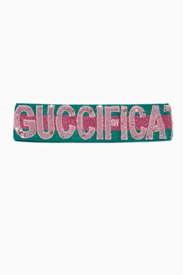 Buy Gucci Green Green Sequin Guccification Headband For  display picture 2