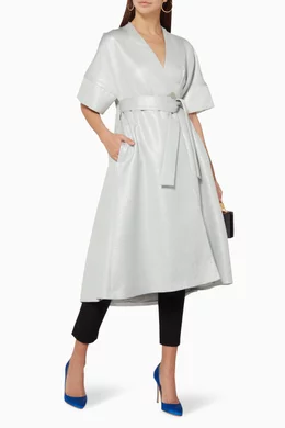 Buy Osman Silver Silver Fleur Wrap Coat For Women Online Ounass Oman