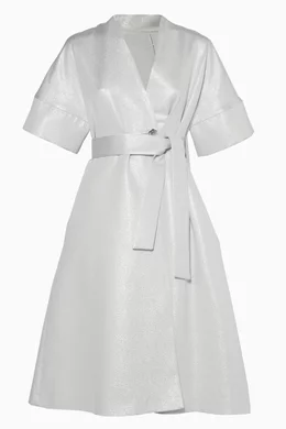 Buy Osman Silver Silver Fleur Wrap Coat For Women Online Ounass Oman