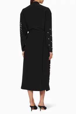 wrapped black pearl dress Nysa Pearl Embellished Dress With Bow Wrap