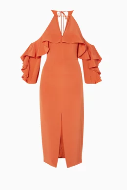 cushnie et ochs orange dress Buy Et Ochs Orange Orange Aura Cold-Shoulder Dress For Women Online
