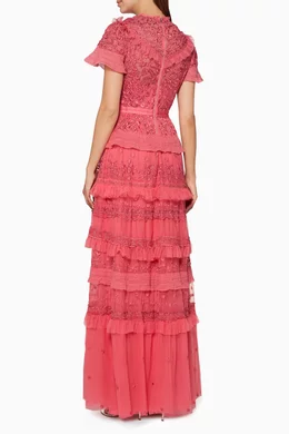 needle and thread hot pink dress Buy Needle & Thread Pink Bright-Pink Iris Embroidered Gown For Women Online