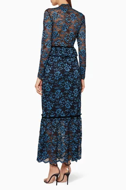 lace flower dress Deep V-neck Sheer Sleeves Embroidered Blooming Flower Lace Mother of the Bride Dress