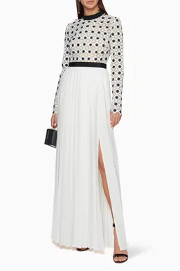 ann taylor striped flare dress Black Floral Lace Maxi Dress – self-portrait-US