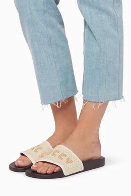 Buy Gucci White White Pursuit Guccy Rubber Slides For Women Online