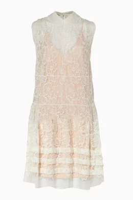 Buy Miu Miu Neutral White Sleeveless Lace Dress For Women Online | Ounass  Oman