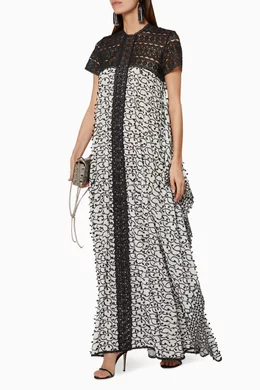 Buy Costarellos White Black & White Embroidered Maxi Dress For Women Online  | Ounass Oman