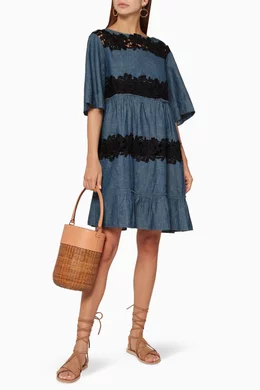 Buy See By Chlo Blue Blue Lace Appliqud Dress For Women Online | Ounass  Oman