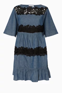 Buy See By Chlo Blue Blue Lace Appliqud Dress For Women Online | Ounass  Oman