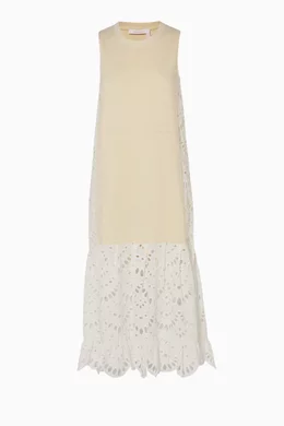 Buy See By Chlo White Buttercream Cutwork Lace Dress For Women Online |  Ounass Oman