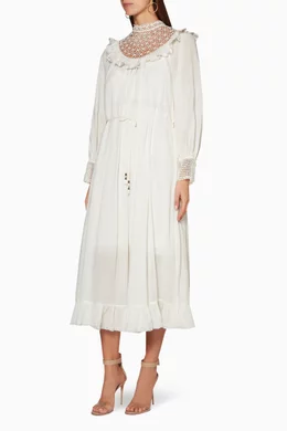 Buy Zimmermann Neutral Melody Crochet Neck Maxi Dress For Women