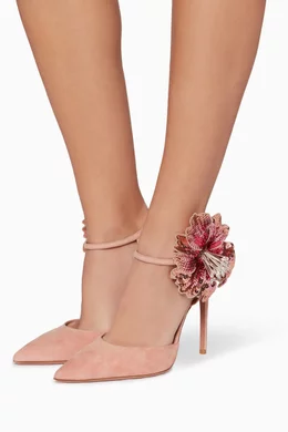Buy Aquazzura Pink French Rose Suede Disco Flower Pumps Online for Women Ounass Oman
