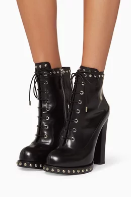 Buy Alexander McQueen Black Black Hobnail Studded Platform Boots For Women Online Ounass Oman