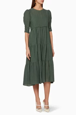 see by chloe green dress Buy Chloé Deep-Green Tiered Midi For Women Online Strapless dress