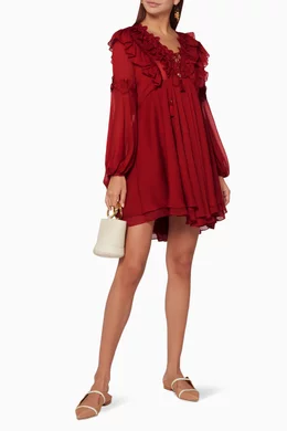 open lace back dress Iridescent Long Sleeve Mini Dress | Ivory | Dresses