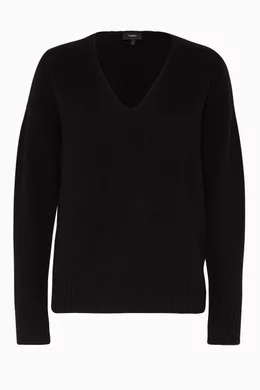 Buy Theory Black Black Relaxed V Neck Sweater For Women Online Ounass Oman
