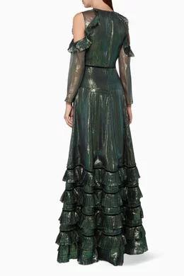 Buy HUISHAN ZHANG Green Metallic Chameleon-Green India Gown For Women  Online | Ounass Oman