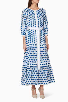 Buy Alexis Blue White & Blue Embroidered Gaiya Maxi Dress For Women Online  | Ounass Oman