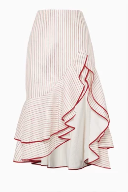 Buy Alexis Pink White Red Striped Garnet Midi Skirt For Women Online Ounass Oman