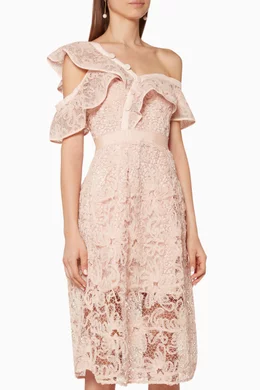 Buy Self-Portrait Pink Pastel-Pink Floral Lace Frill Midi Dress For Women  Online | Ounass Oman