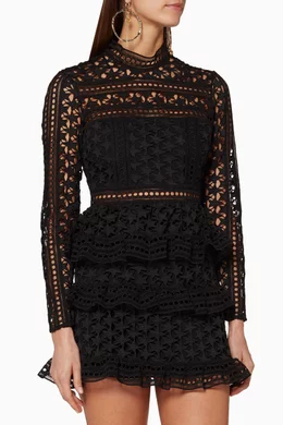 self portrait star lace dress self-portrait - Yellow Knit Lace Insert Midi Dress main image 0