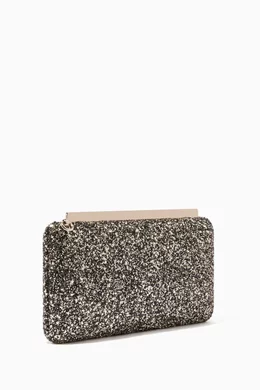 Buy Jimmy Choo Gold Gold Mix Ellipse Coarse Glitter Clutch For